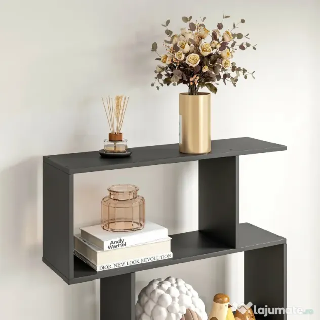 HOMCOM Bibliotecă din Lemn, Design Modern cu 6 Rafturi, 80x23x192 cm, Negru | Aosom Romania
