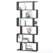 HOMCOM Bibliotecă din Lemn, Design Modern cu 6 Rafturi, 80x23x192 cm, Negru 