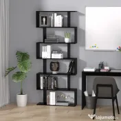 HOMCOM Bibliotecă din Lemn, Design Modern cu 6 Rafturi, 80x23x192 cm, Negru 