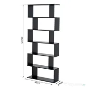 HOMCOM Bibliotecă din Lemn, Design Modern cu 6 Rafturi, 80x23x192 cm, Negru 