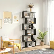 HOMCOM Bibliotecă din Lemn, Design Modern cu 6 Rafturi, 80x23x192 cm, Negru 