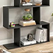 HOMCOM Bibliotecă din Lemn, Design Modern cu 6 Rafturi, 80x23x192 cm, Negru 