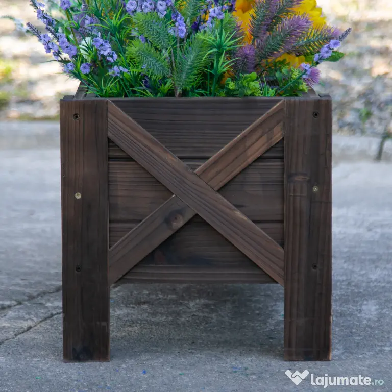 Outsunny Vas Ridicat din Lemn pentru Plante și Legume Capacitate 80 kg pentru Grădină | Aosom Romania