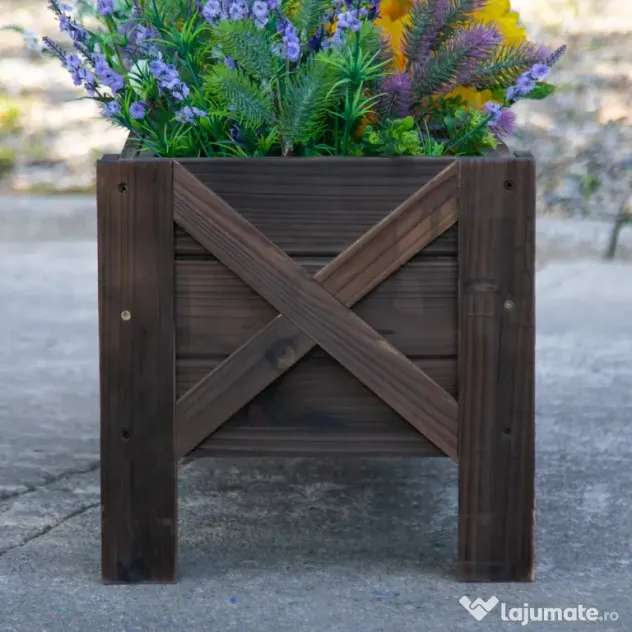 Outsunny Vas Ridicat din Lemn pentru Plante și Legume Capacitate 80 kg pentru Grădină | Aosom Romania