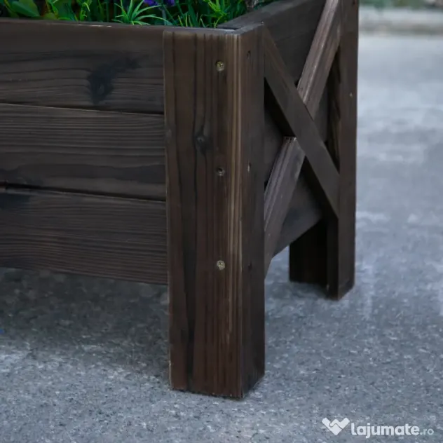 Outsunny Vas Ridicat din Lemn pentru Plante și Legume Capacitate 80 kg pentru Grădină | Aosom Romania