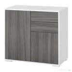 HOMCOM Comodă Multifuncțională cu 2 Sertare și 2 Dulapuri, 79x36x74 cm, Gri | Aosom Romania