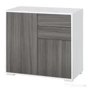 HOMCOM Comodă Multifuncțională cu 2 Sertare și 2 Dulapuri, 79x36x74 cm, Gri | Aosom Romania 