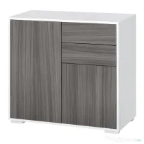 HOMCOM Comodă Multifuncțională cu 2 Sertare și 2 Dulapuri, 79x36x74 cm, Gri | Aosom Romania