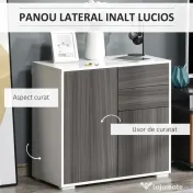 HOMCOM Comodă Multifuncțională cu 2 Sertare și 2 Dulapuri, 79x36x74 cm, Gri | Aosom Romania 