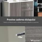 HOMCOM Comodă Multifuncțională cu 2 Sertare și 2 Dulapuri, 79x36x74 cm, Gri | Aosom Romania 