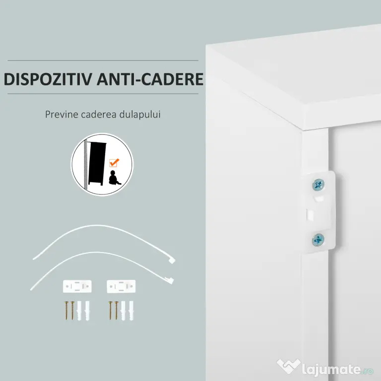 HOMCOM Comodă Multifuncțională cu 2 Sertare și 2 Dulapuri, 79x36x74 cm, Gri | Aosom Romania