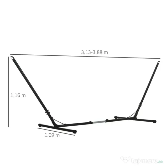 Outsunny Suport Schelet pentru Hamac Reglabil Max. 120 Kg, Negru, 313-388x109x116cm