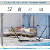 Outsunny Suport Schelet pentru Hamac Reglabil Max. 120 Kg, Negru, 313-388x109x116cm