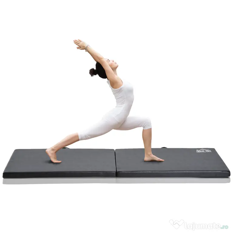 HOMCOM Tapet de Gimnastică Pliabil, Tapet Fitness Gros de 5 cm și Antialunecare, 180x60x5 cm, Negru | Aosom Romania