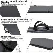 HOMCOM Tapet de Gimnastică Pliabil, Tapet Fitness Gros de 5 cm și Antialunecare, 180x60x5 cm, Negru | Aosom Romania 