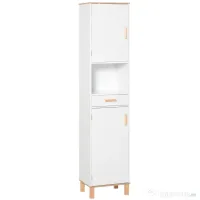 kleankin Dulap Coloana Space Saver din Lemn pentru Baie Alb | Aosom Romania 