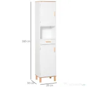 kleankin Dulap Coloana Space Saver din Lemn pentru Baie Alb | Aosom Romania 