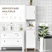 kleankin Dulap Coloana Space Saver din Lemn pentru Baie Alb | Aosom Romania 