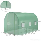 Outsunny Seră de Grădină cu Ferestre, Ușă și Acoperiș Rotunjit din PE și Fier, 3.5x2x2 m, Verde | Aosom Romania
