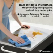 HOMCOM Cărucior de Bucătărie cu Dulap și 6 Cârlige din Oțel Inoxidabil Negru | Aosom Romania