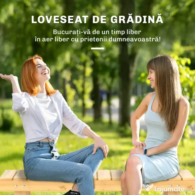 Outsunny Banca de Exterior Impermeabila 2 Locuri din Lemn de Brad 110x38x35cm
