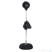 HOMCOM Sac de Box, Stand de Box cu Mănuși, Minge de Perforare, Minge de Box pentru Antrenament, 43x43x126-144 cm, Negru | Aosom Romania
