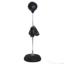HOMCOM Sac de Box, Stand de Box cu Mănuși, Minge de Perforare, Minge de Box pentru Antrenament, 43x43x126-144 cm, Negru | Aosom Romania