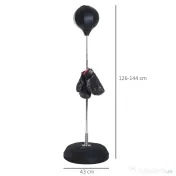 HOMCOM Sac de Box, Stand de Box cu Mănuși, Minge de Perforare, Minge de Box pentru Antrenament, 43x43x126-144 cm, Negru | Aosom Romania