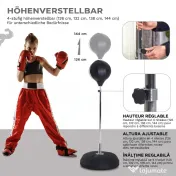 HOMCOM Sac de Box, Stand de Box cu Mănuși, Minge de Perforare, Minge de Box pentru Antrenament, 43x43x126-144 cm, Negru | Aosom Romania
