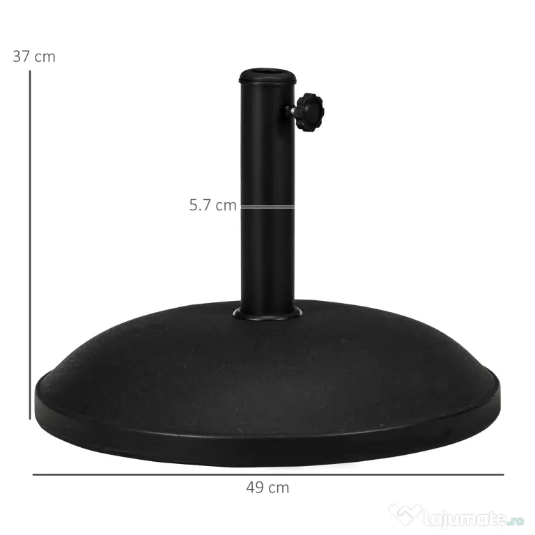 Baza pentru Umbrela Outsunny, pentru Stalpi cu Φ35mm, Φ38mm, Φ48mm Negru | Aosom Romania
