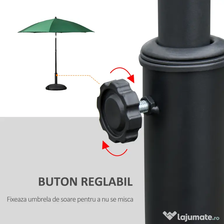 Baza pentru Umbrela Outsunny, pentru Stalpi cu Φ35mm, Φ38mm, Φ48mm Negru | Aosom Romania