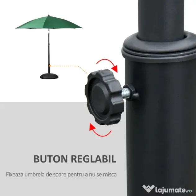 Baza pentru Umbrela Outsunny, pentru Stalpi cu Φ35mm, Φ38mm, Φ48mm Negru | Aosom Romania