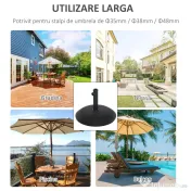 Baza pentru Umbrela Outsunny, pentru Stalpi cu Φ35mm, Φ38mm, Φ48mm Negru | Aosom Romania 
