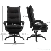 Vinsetto Scaun Birou cu Masaj, cu Înălțime Reglabilă, 6 Puncte de Masaj și Telecomandă, 70x62x120-130 cm, Negru | Aosom Romania 