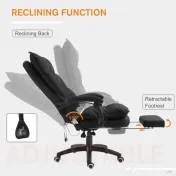 Vinsetto Scaun Birou cu Masaj, cu Înălțime Reglabilă, 6 Puncte de Masaj și Telecomandă, 70x62x120-130 cm, Negru | Aosom Romania 