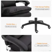 Vinsetto Scaun Birou cu Masaj, cu Înălțime Reglabilă, 6 Puncte de Masaj și Telecomandă, 70x62x120-130 cm, Negru | Aosom Romania 