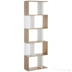 HOMCOM Bibliotecă de Perete Modernă cu 5 Rafturi, Design Vertical din Lemn, 60x24x184.5 cm, Alb | Aosom România
