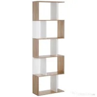 HOMCOM Bibliotecă de Perete Modernă cu 5 Rafturi, Design Vertical din Lemn, 60x24x184.5 cm, Alb | Aosom România 