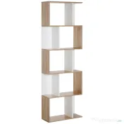 HOMCOM Bibliotecă de Perete Modernă cu 5 Rafturi, Design Vertical din Lemn, 60x24x184.5 cm, Alb
