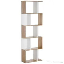 HOMCOM Bibliotecă de Perete Modernă cu 5 Rafturi, Design Vertical din Lemn, 60x24x184.5 cm, Alb