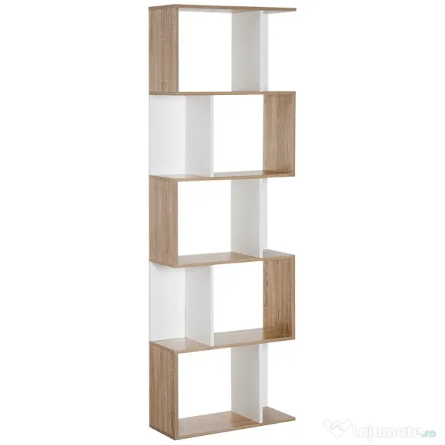 HOMCOM Bibliotecă de Perete Modernă cu 5 Rafturi, Design Vertical din Lemn, 60x24x184.5 cm, Alb