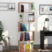 HOMCOM Bibliotecă de Perete Modernă cu 5 Rafturi, Design Vertical din Lemn, 60x24x184.5 cm, Alb