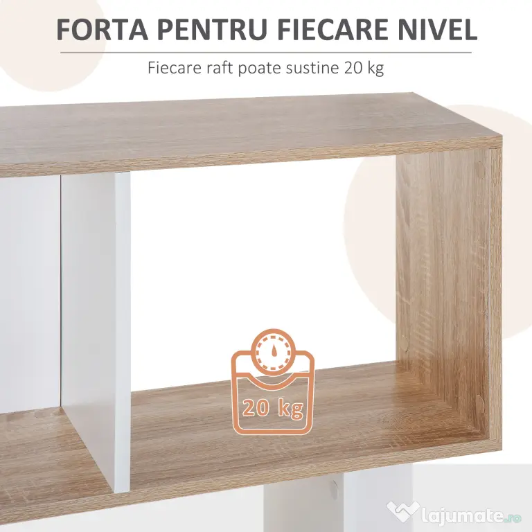 HOMCOM Bibliotecă de Perete Modernă cu 5 Rafturi, Design Vertical din Lemn, 60x24x184.5 cm, Alb