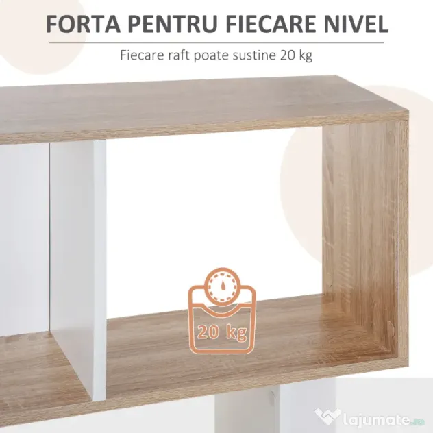 HOMCOM Bibliotecă de Perete Modernă cu 5 Rafturi, Design Vertical din Lemn, 60x24x184.5 cm, Alb