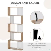 HOMCOM Bibliotecă de Perete Modernă cu 5 Rafturi, Design Vertical din Lemn, 60x24x184.5 cm, Alb