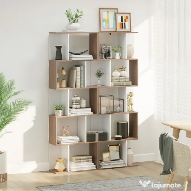 HOMCOM Bibliotecă de Perete Modernă cu 5 Rafturi, Design Vertical din Lemn, 60x24x184.5 cm, Alb