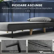 HOMCOM Fotoliu Pat 3 în 1 cu Spătar Reglabil pe 6 Nivele și Pernă, Canapea Pat Pliant, 94x78x80 cm, Gri | Aosom Romania 