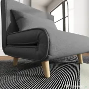 HOMCOM Fotoliu Pat 3 în 1 cu Spătar Reglabil pe 6 Nivele și Pernă, Canapea Pat Pliant, 94x78x80 cm, Gri | Aosom Romania 