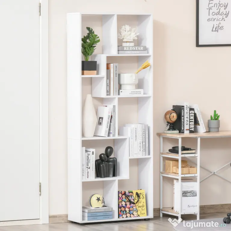 Biblioteca design modern, 8 rafturi, 70x24x178 cm HOMCOM | Aosom Romania