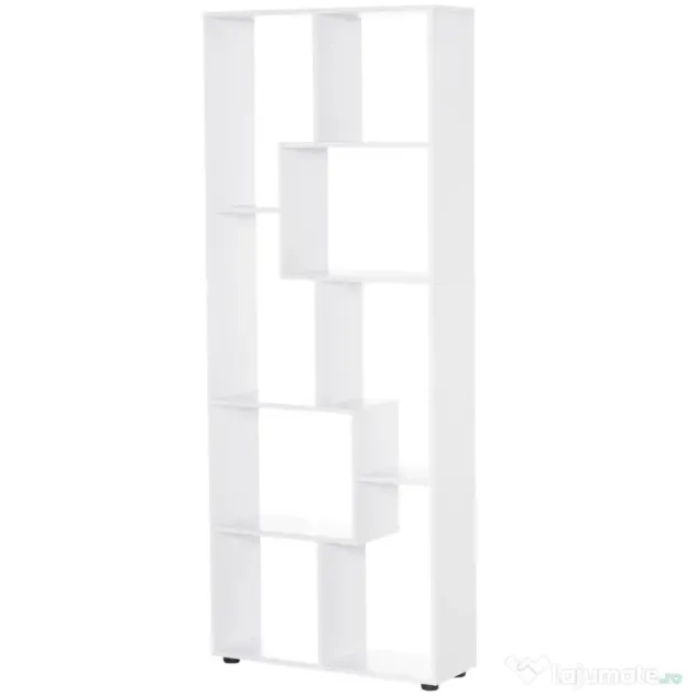 Homcom Biblioteca Suspendata Alba – 8 Rafturi 70×178 cm